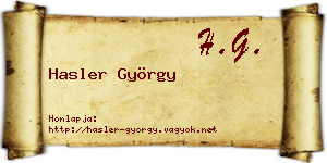 Hasler György névjegykártya